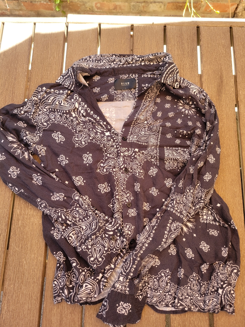 Neuw Navy Paisley Long-Sleeve Shirt
